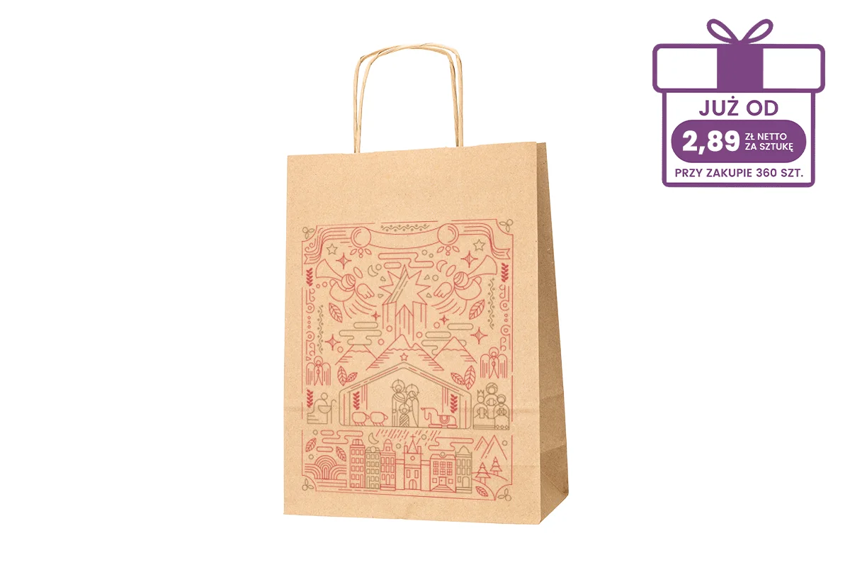 Torba papierowa z nadrukiem świątecznym 