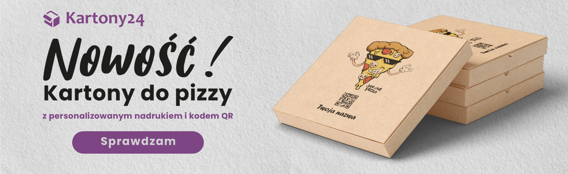 Kartony do pizzy z nadrukiem personalizowanym kodem QR. NOWOŚĆ!