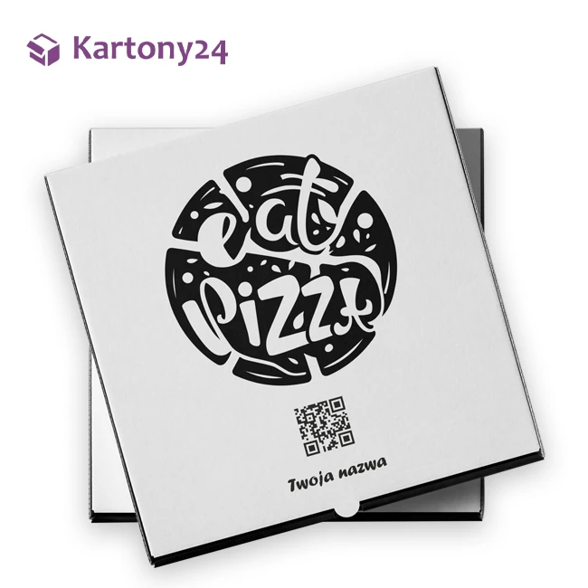 karton do pizzy z nadrukiem i kodem QR