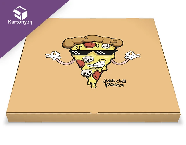 szary karton do pizzy z nadrukiem dla gastronomii