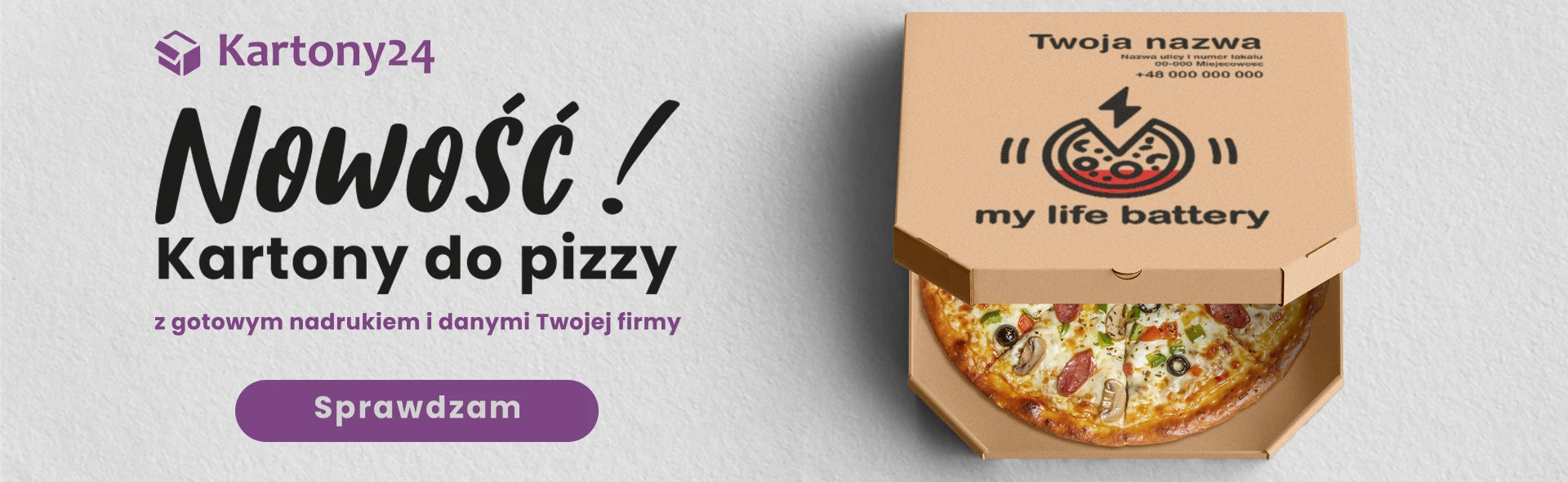 kartony na pizzę z własnym nadrukiem i logo, Kartony24