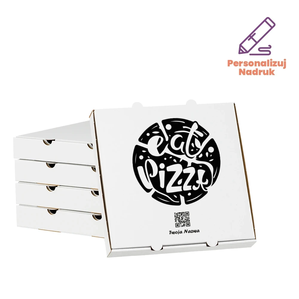 Karton na pizzę 26cm prosty z personalizowanym kodem QR 