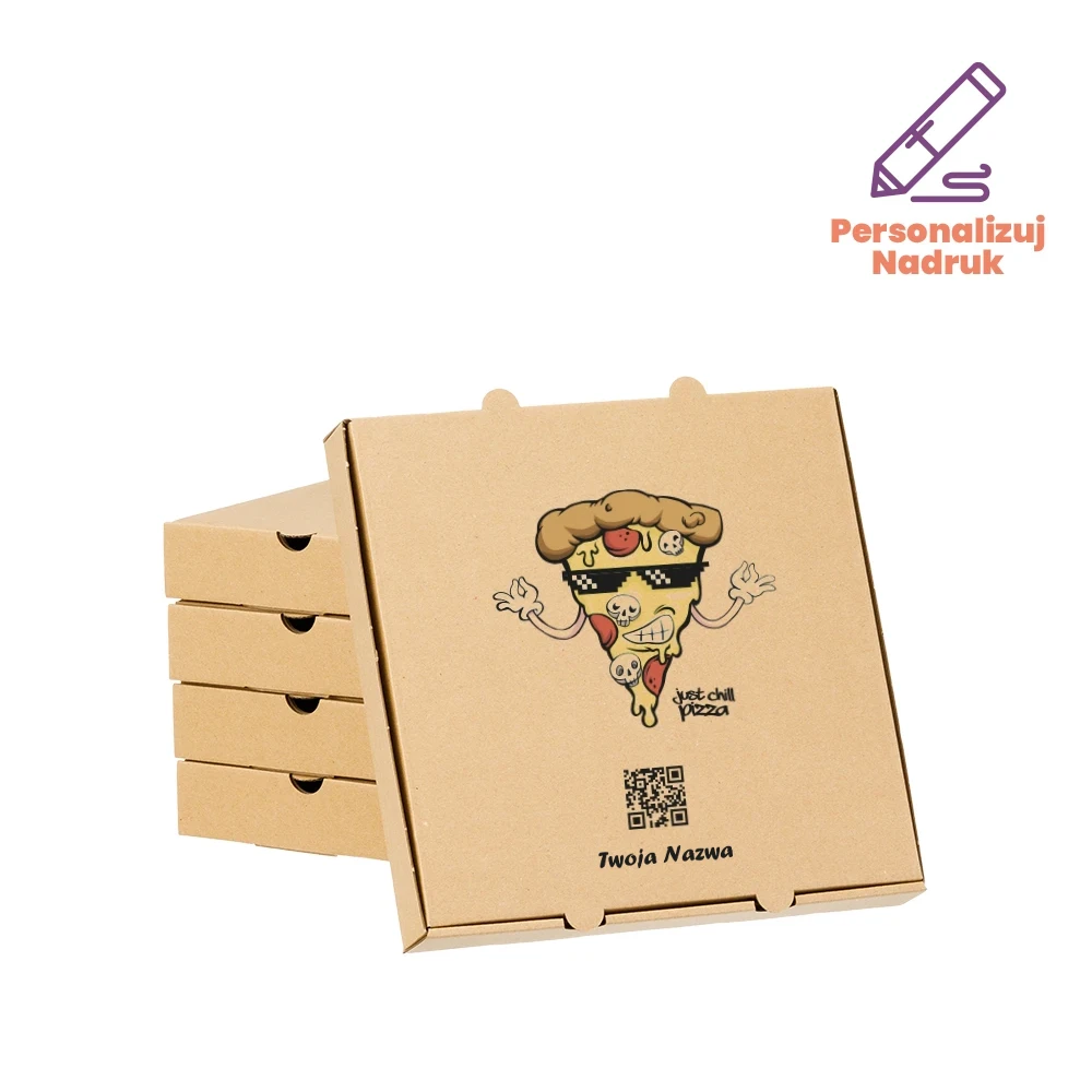 Karton na pizzę 26cm prosty z personalizowanym kodem QR 