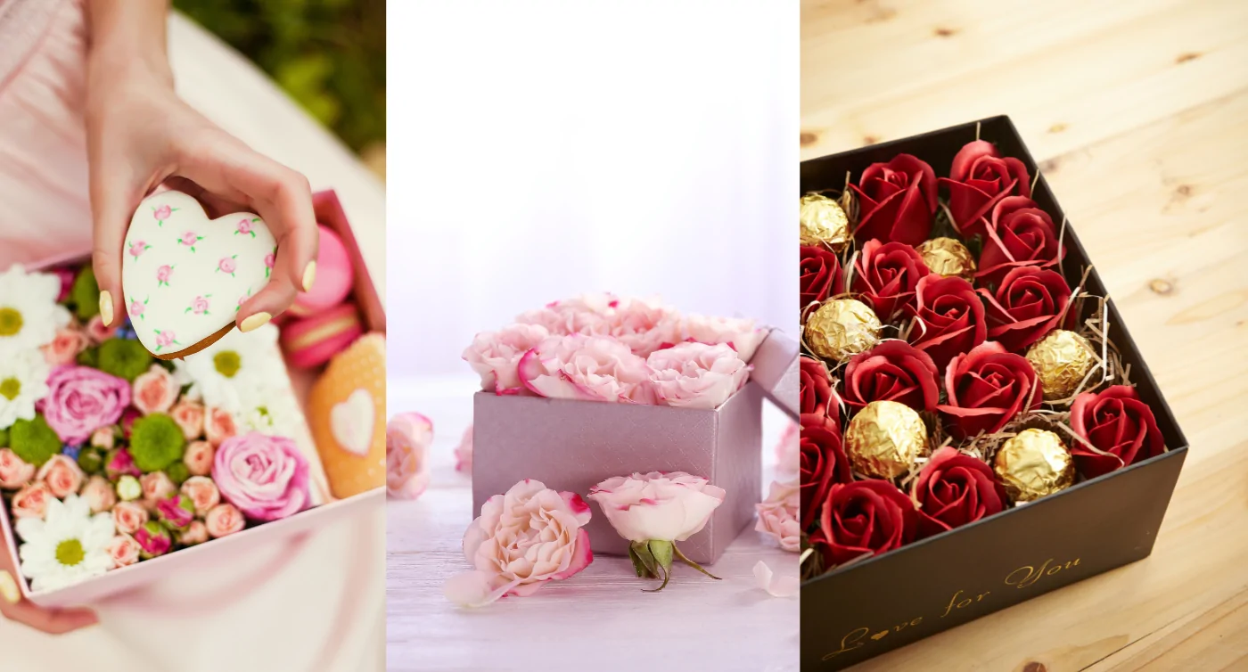 flower box ze słodyczami