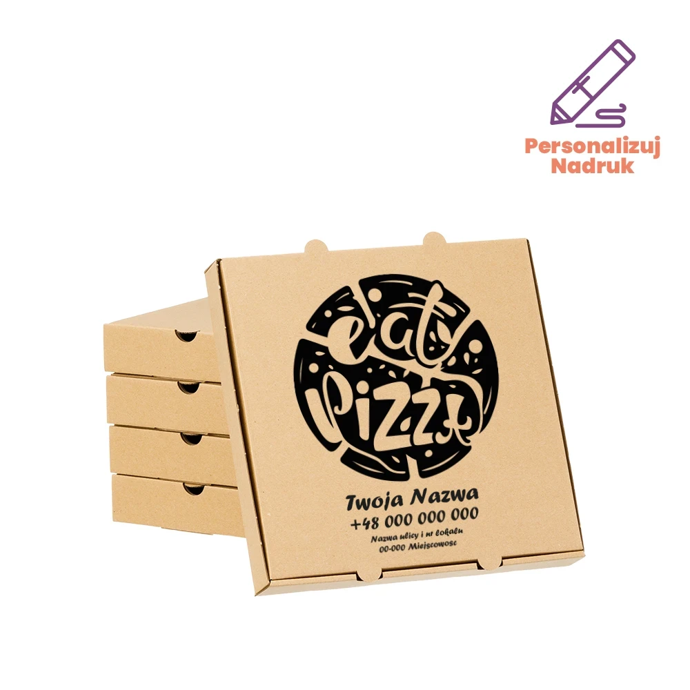 Karton na pizzę 26 cm prosty z personalizowanym nadrukiem “Eat pizza”